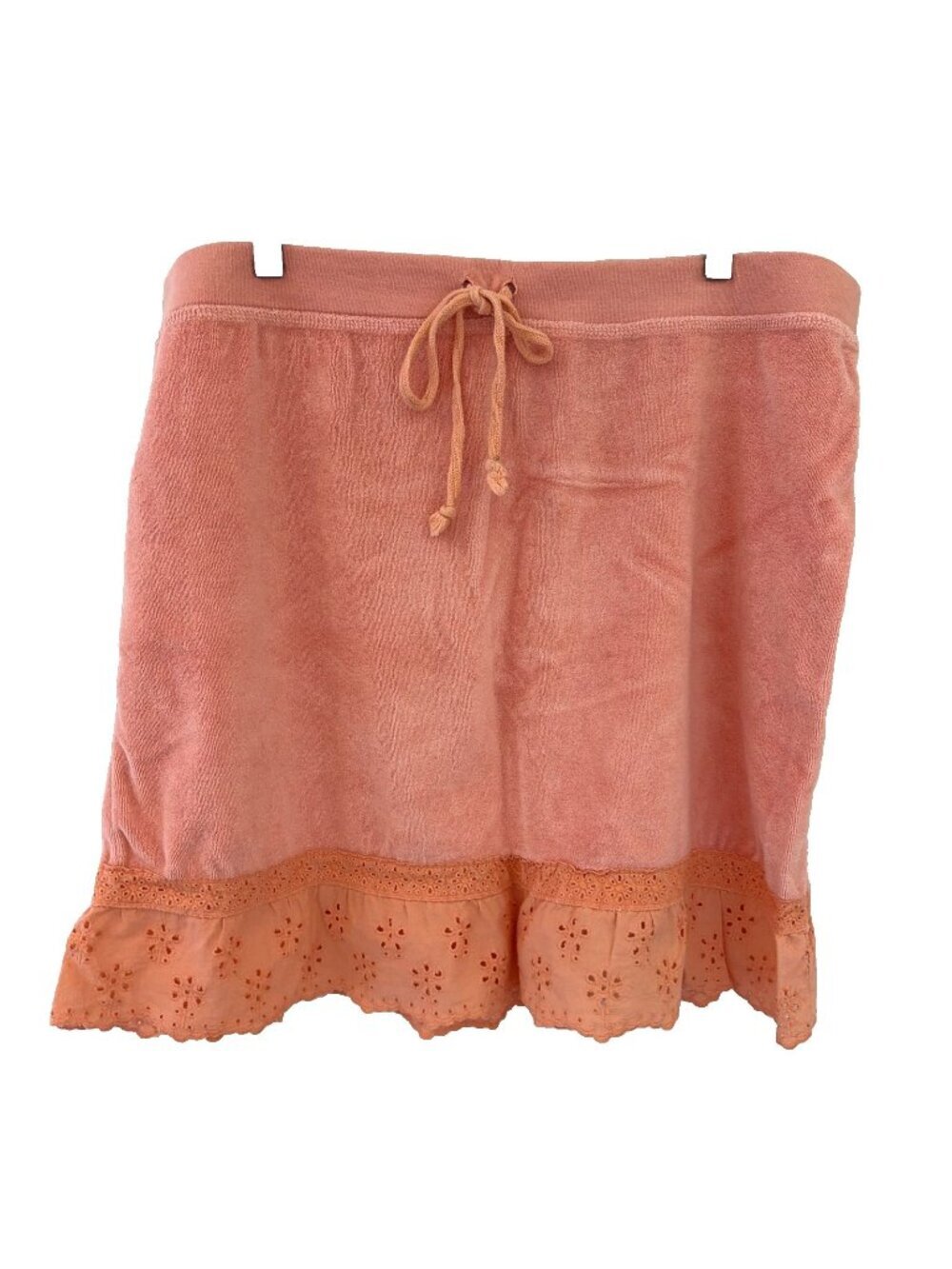 Merona Terry Cloth Skirt Size XL Peach Eyelet Trim Lounge Beach Athleisure Y2K